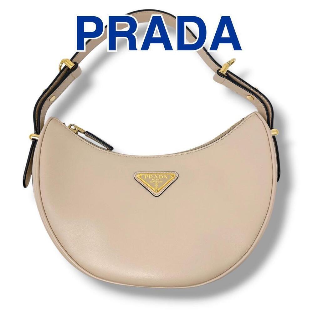 Prada Shoulder Bag Arche Leather Beige Handbag
